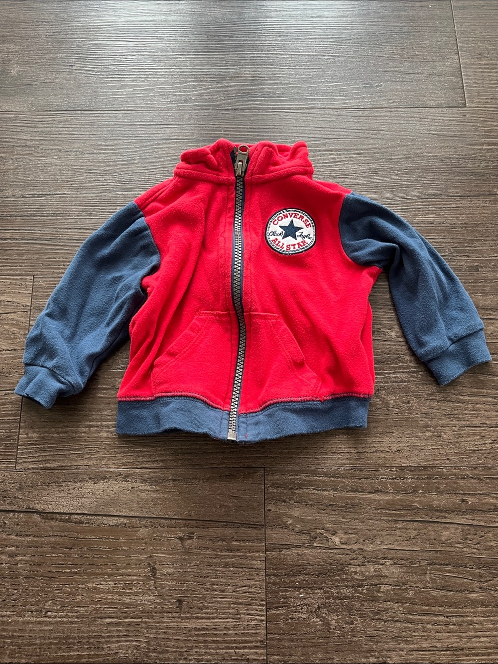 Converse Baby Boy Red and Navy Zip-Up Hoodie Size 6-9 Months